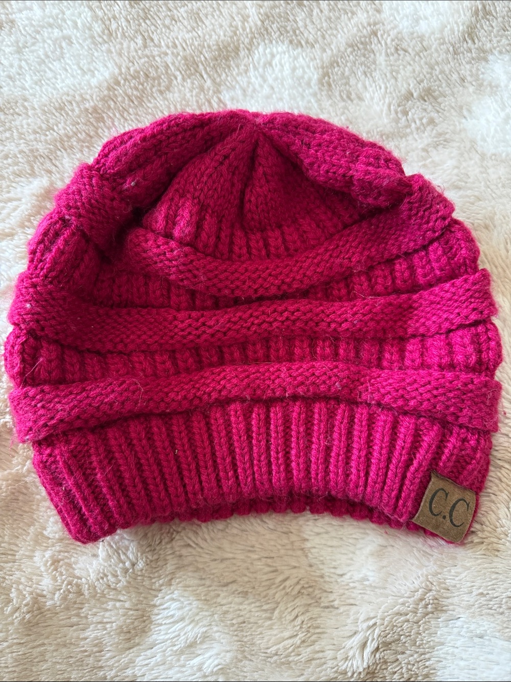C.C Fuchsia Cable Knit Beanie